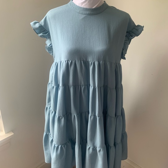 Blue Tiered Midi Dress - Picture 1 of 2